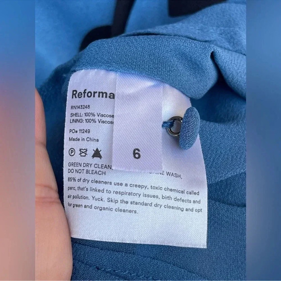REFORMATION Alani Blue Polka-Dot Dress size 6 - Picture 9 of 13